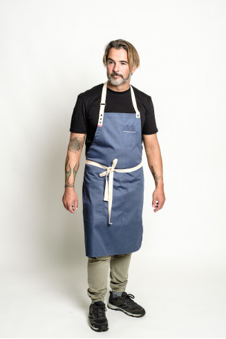 Tablier de cuisine et serveur bleu l Uniforme professionnel l  Personnalisation