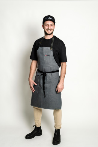 Tablier jean et cuir,  et cuir pour cuisinier et serveurs, bartenders, hôtellerie.