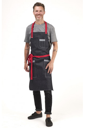 MAX RED - blue denim apron