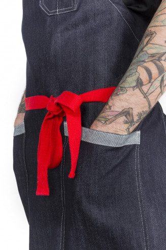 MAX RED - blue denim apron