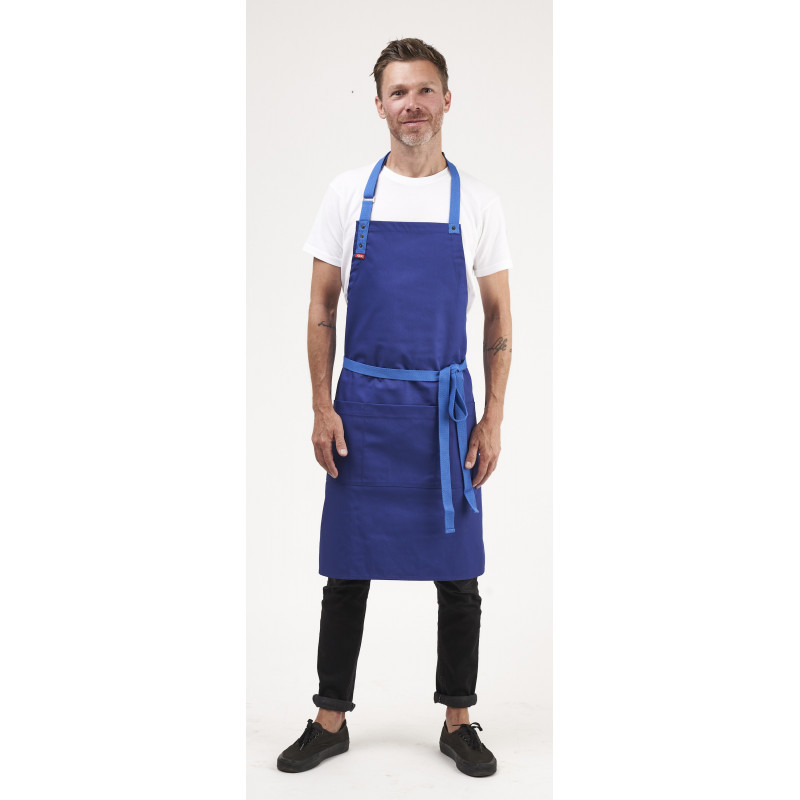 Polyester bleu solide Couleur Uni Unisexe Cuisine Traiteur Tablier de travail avec double poche Taille unique